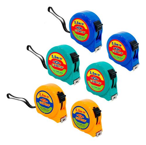 Flexómetro 5.5m Cadena Gwa-5525 Caja 12pzas Colores