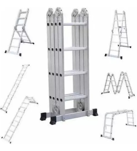 Escalera Multifuncional Plegable 12 Pasos Aluminio 3,6 Mts