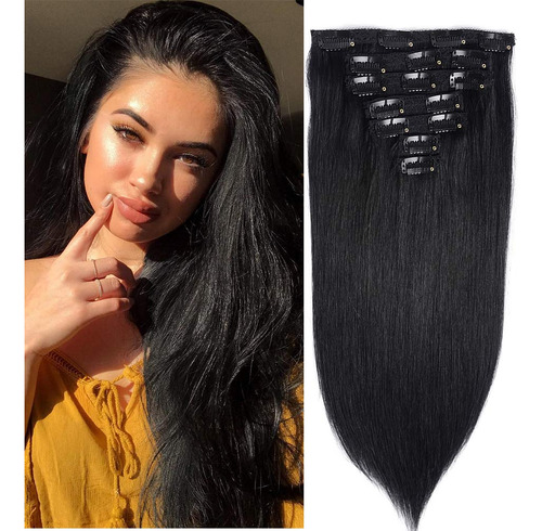 Extensiones De Cabello Humano Con Clip De 14 Pulgadas, Cabez