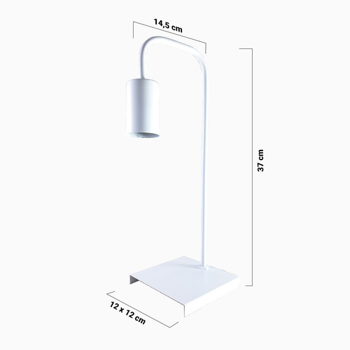 Imagen 3 de 10 de Lampara Velador Nordico Industrial Negro / Blanco Led E-27