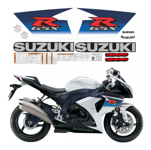 Adesivos Moto Suzuki Gsxr 1000 2010 Branca E Preta 10010ab