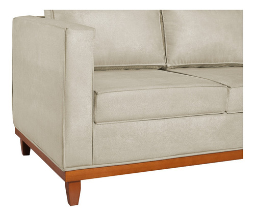 Kit Sofa 3 Lugares E 2 Poltronas Europa 180 Cm Bouclé Cor Bege