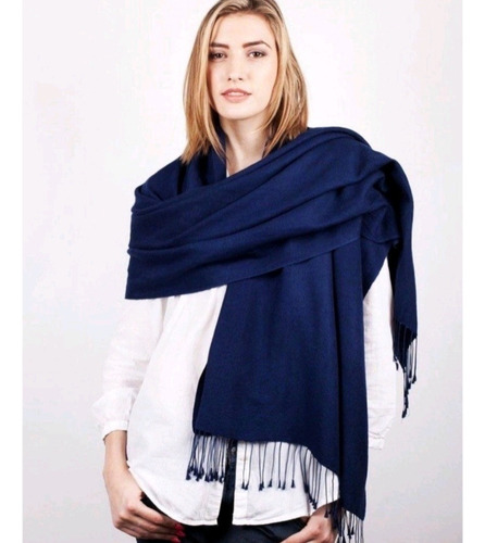 Bufanda fría, bufanda pashmina, azul marino, tamaño 190 cm x 70 cm