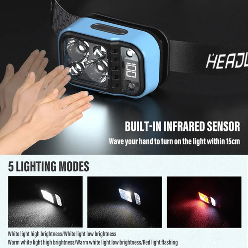 Faros Delanteros De Inducción Led Con Carga Usb Xpg+cob, 2 U