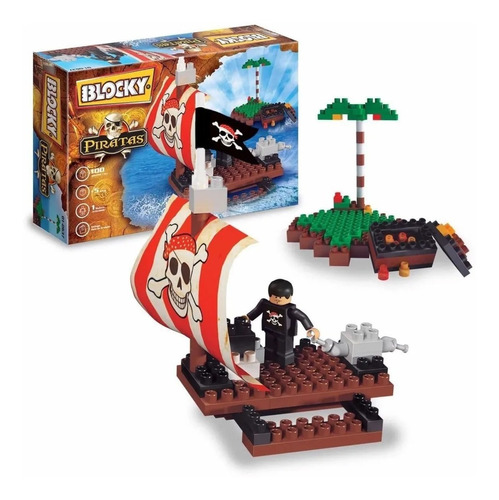 Blocky Balsa Piratas 100 Piezas Armar Construir 