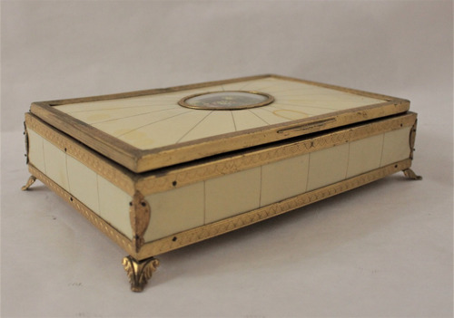 Alhajero Caja Musical Antigua Marfilina Y Bronce (Usado)