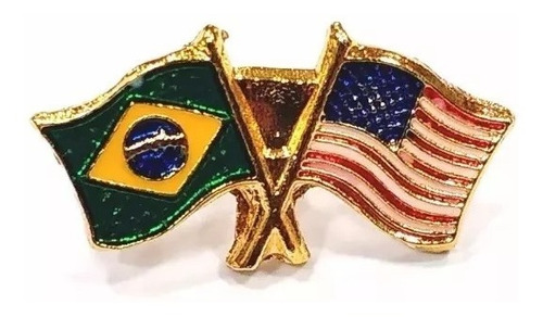 Kit 20 Bótom Pim Broche Bandeira Brasil X Estados Unidos Eua