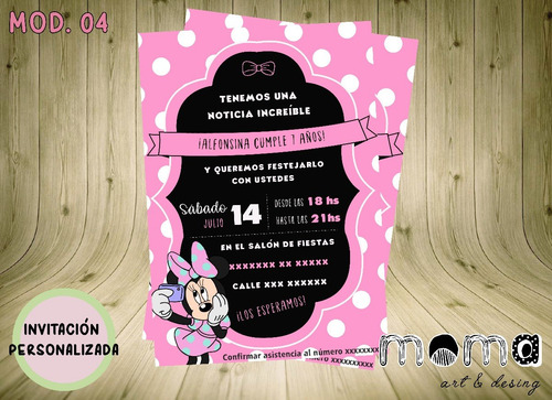 Invitaciones Imprimibles Y Digitales - Minnie Mouse