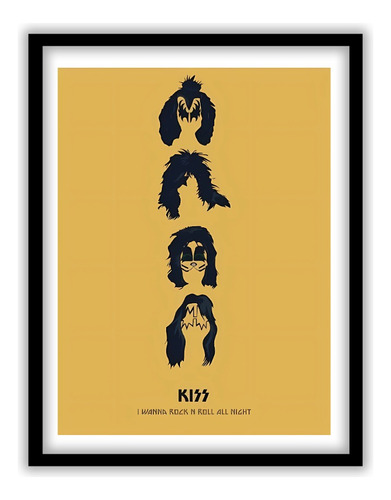 Cuadro Minimalista - Queen, Kiss, Rolling Stones  30x40 Cm