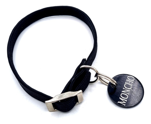Chapita Perro Chico O Gato +collar 1 Cm Elastizado Color! Negro Redonda