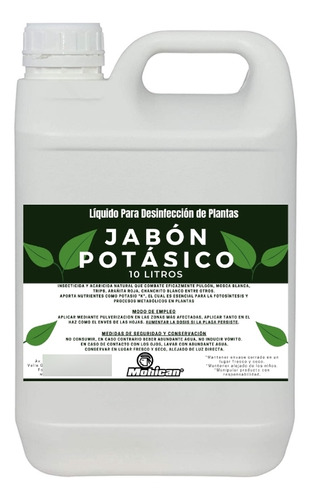 Jabon Potásico Liquido Desinfección De Plantas Bidón 10 Lts