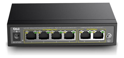 Conmutador Poe Ethernet De 6 Puertos Dbit Con 4 Puertos Poe+