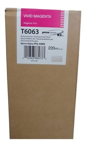 Cartucho De Tinta Para Plotter T6063 Magenta Vivo C13t606300