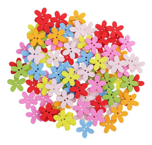 100pc Colorful Flower Flatback Botones De 2 Agujeros Craft