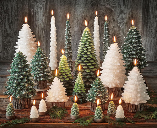 Etiqueta Abeto Pequeño Árbol Rústico En Forma De Vela Decora