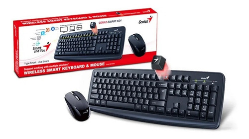 Kit Teclado Mouse Inalambrico Genius Ideal Smart Tv Usb Ultimo Modelo Color Del Teclado Negro Color Del Mouse Negro