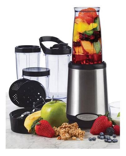 Licuadora Multi Pro Blender Brentwood Rojo Jb 199 Familiar Color Plateado