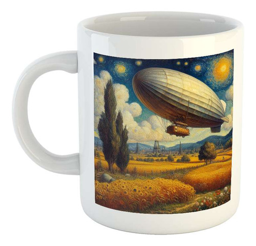 Taza Ceramica Zeppelin Estilo Van Gogh Dibujo Cielo