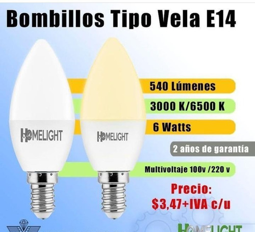 Bombillo Tipo Vela E14 Home Light