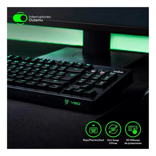 Teclado Mecanico Vsg Quasar 80% Switch Outemu Cafe Rgb