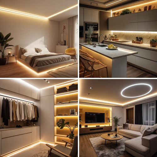 Tiras De Led Neón Luz Flexible Unicolor 5 Metros Cortar 12v Blanco Cálido