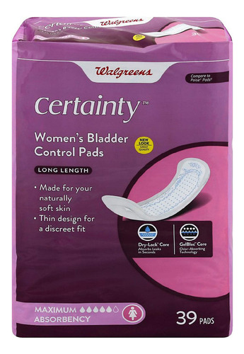 Walgreens Certainty - Almohadillas De Control De Vejiga Para