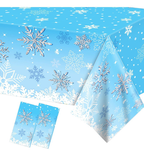 2 Manteles De Copo De Nieve De Navidad De Plástico, Color Az