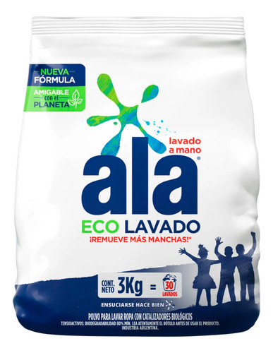 Jabon En Polvo Ala Lavado A Mano Core Ecolavado X 3 Kg