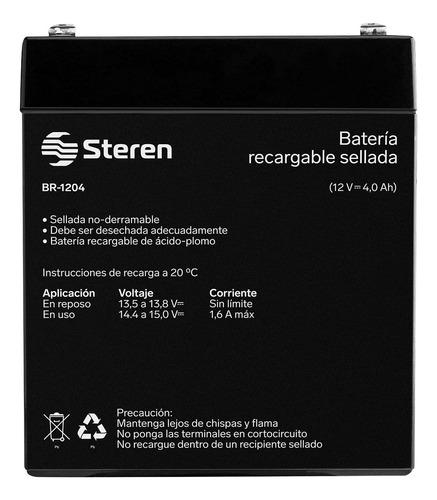 Steren Br-1204 Bateria Recargable Sellada Acido-plomo 12v 4ah