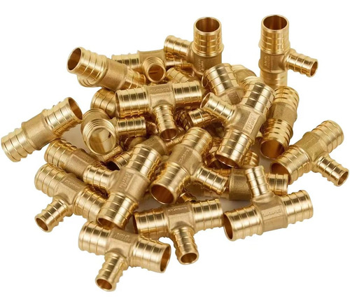 Barb Crimp Pex Brass Reductor Tee 3/4  X 3/4  X 1/2 , Astm F