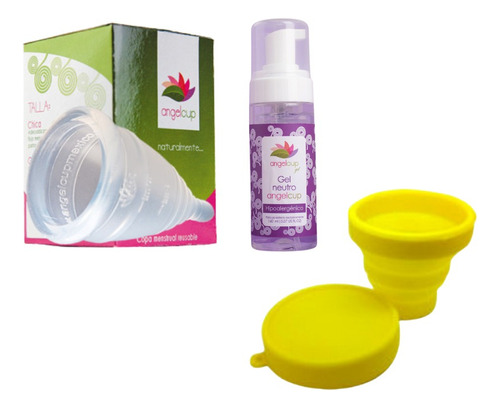 Copa Menstrual Ángel Cup + Vaso Esterilizador + Gel 160ml