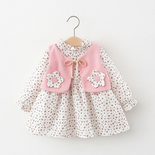 Vestido Floral Para Bebés Y Niñas, Chaleco De Punto Para Niñ