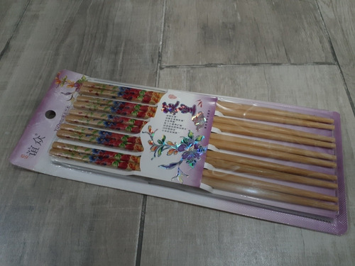 Imagen 6 de 6 de Palitos De Sushi Chinos Palillos Reutilizables Bambú 10pares