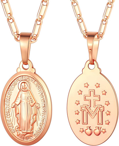 U7 - Collar Y Cadena De La Virgen María, 22 , Chapado En Oro