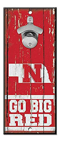 Wooden Wall Mounted Bottle Opener 6x12 (nebraska Cornhuskers