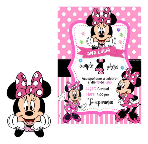 Tarjeta De Invitación Digital Minnie Mouse  (sin Animación)