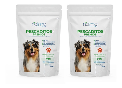  Pack 2 Premios Para Perros Pescaditos 250 G Alta Proteína