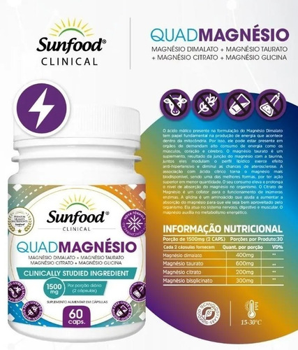 Promo 2x Magnesio Blend 60cáps Glicinato/taurato/citrato