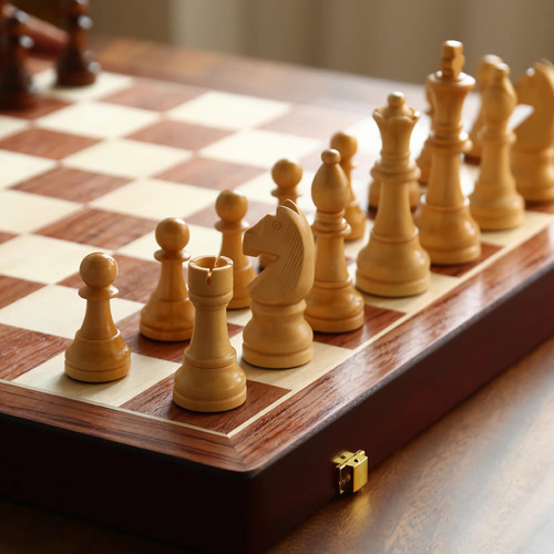 Juego De Ajedrez De Madera Nogal Extra Grande 20 Pulgadas