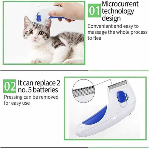 Imagen 2 de 5 de Cepillo Peine Quita Pulgas Eléctrico Gatos Perro Mascotas