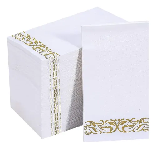 Servilletas Blancas Con Lineas Doradas Pequeñas - Tienda