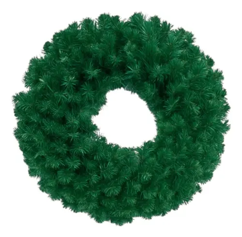 Guirlanda De Natal Verde 30cm Decorativa Com Folhas Pvc