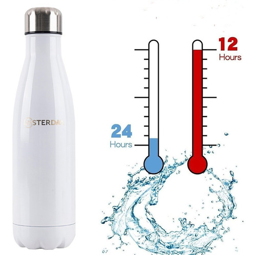 Imagen 3 de 4 de Botella Termica Doble Pared En Acero Inox 500 Ml - Amsterdam