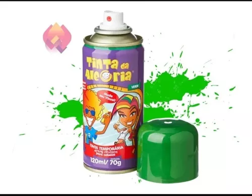 Tinta Temporaria Spray para Cabelos Verde Tinta da Alegria 120ml/70g