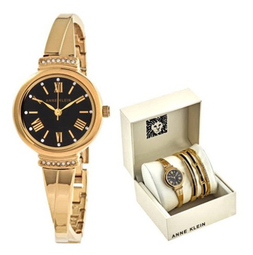 Reloj Mujer Anne Klein Glossy Dial Oro Tone Band Analog Ak/3