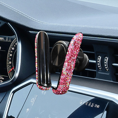 2 Soporte Para Teléfono De Coche Con Diamantes De Rosa Roja