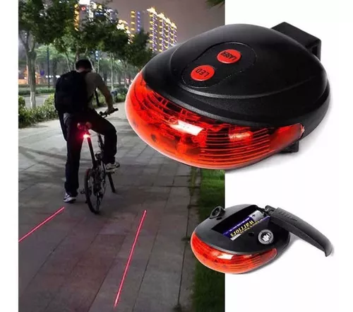 Luz Led Trasera Bicicleta 5 Leds 2 Laser Indicador Carril