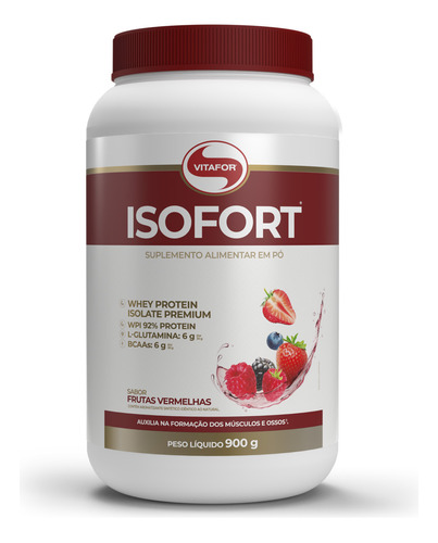 Whey Protein Isolado Isofort 900g frutas vermelhas Vitafor