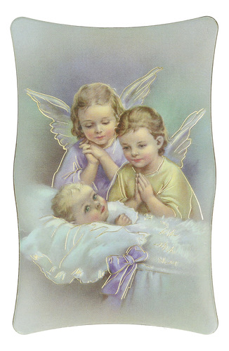 Cuadro Niño Con Angeles Souvenir Madera Deco Italiano Fars