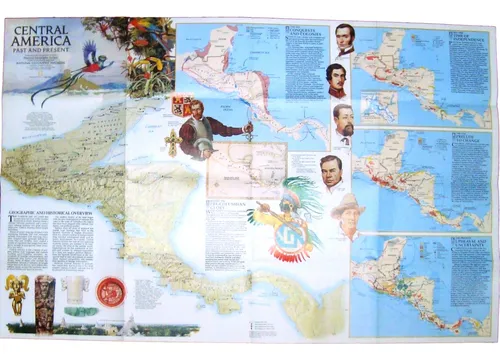 Nat Geo Central America 80x60 Guatemala Honduras Mar Caribe (Usado)